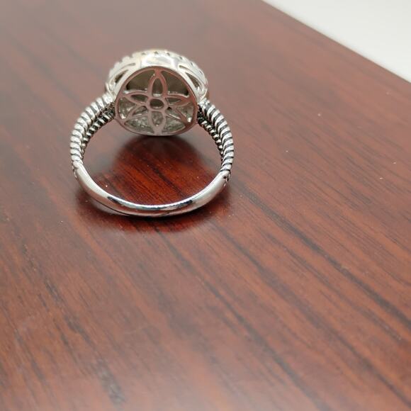 Reverse cut Blue CZ and Sterling Silver Ring Size 9 signed FD 925 - Picture 6 of 7